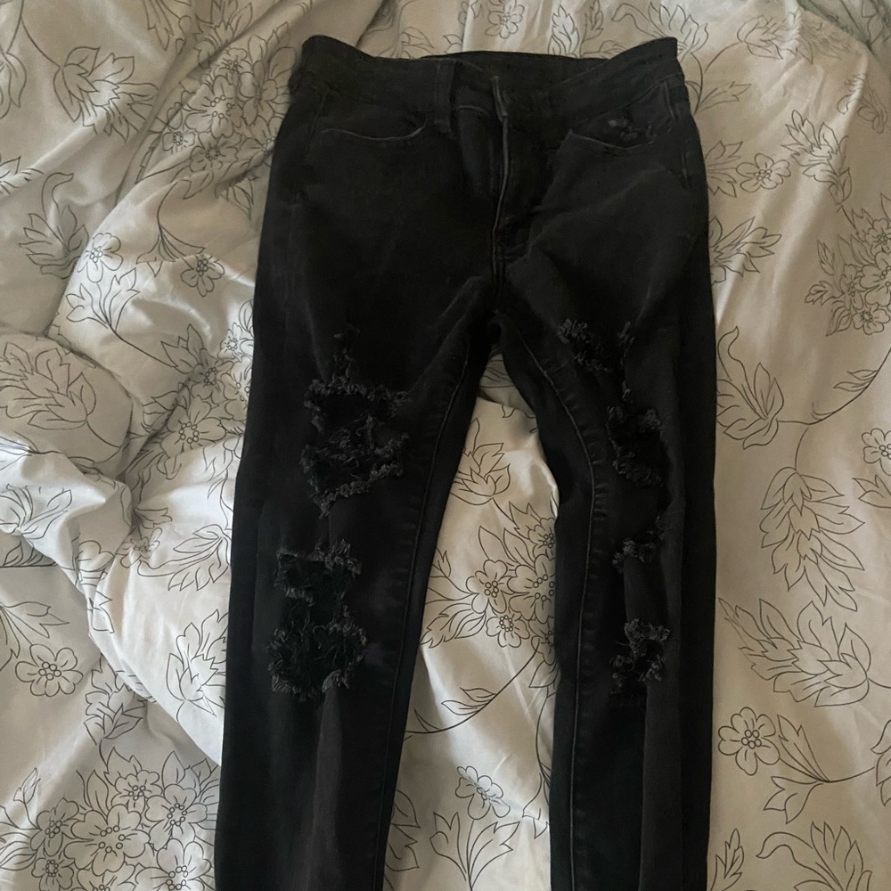 American Eagle Black Ripped Skinny Jeans